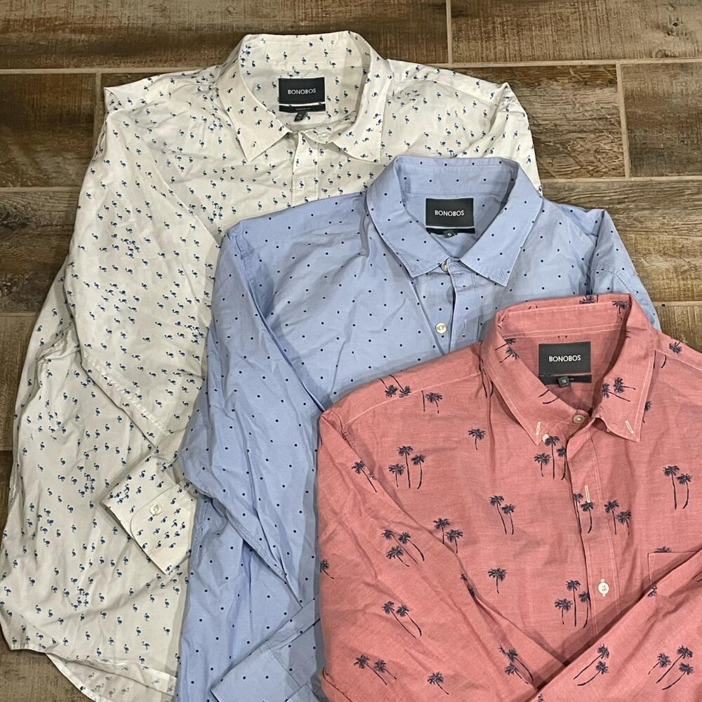 (3) NWOT Bonobos Standard Fit Men's Dress Shirts Long Sleeve - Size XL